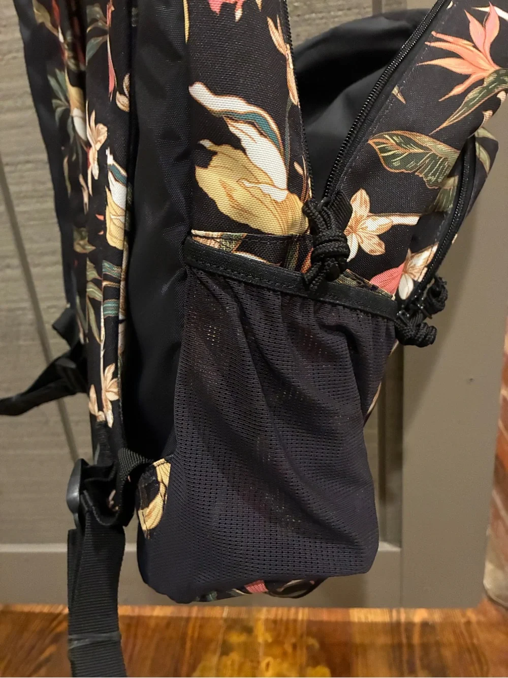 Dakine Black Floral Backpack with Tropical Print